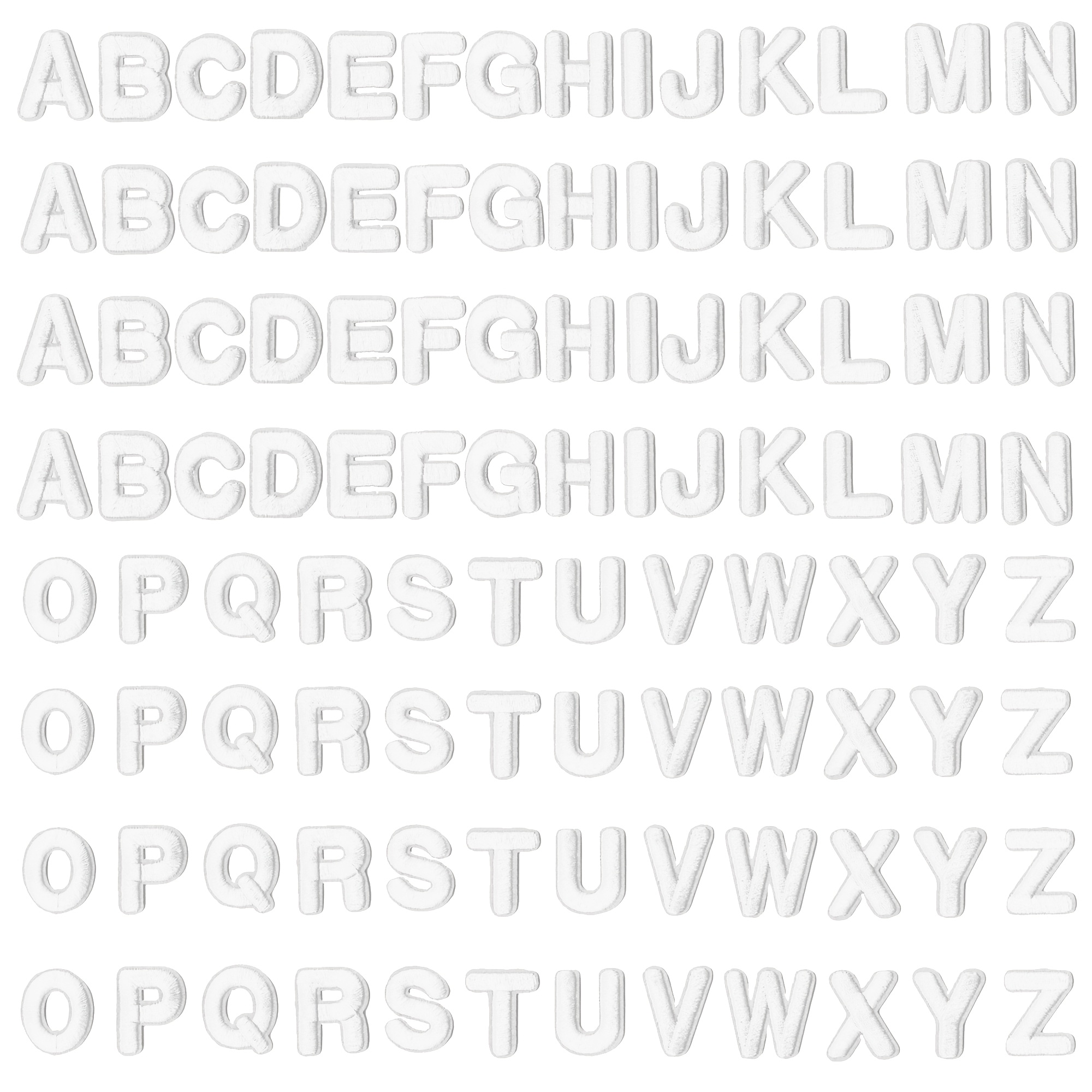 TEMU 104 White Letter Patches, Including 4 Sets Of Blue Letter Patches , Suitable For Sewing Or Ironing On Hats, Shirts, And Jeans, Or For Diy Hand