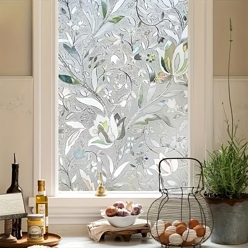 Image of Rainbow Tulip Privacy Window Film Decorative Stained Glass Effect, Sunscreen & Home Frosted Film, , Perfect For Room Decoration