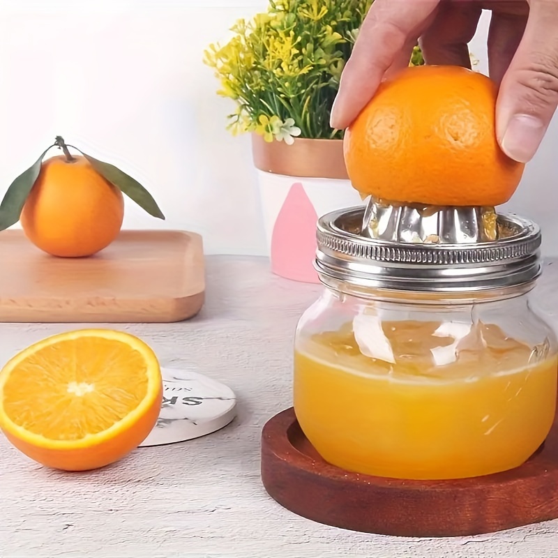 

1pc Stainless Steel Citrus Juicer Cover For Mason Jar, Wide Mouth, Metal Juicing Tool, Kitchen Supplies, Kitchen Gadget For Restaurants, Food Trucks