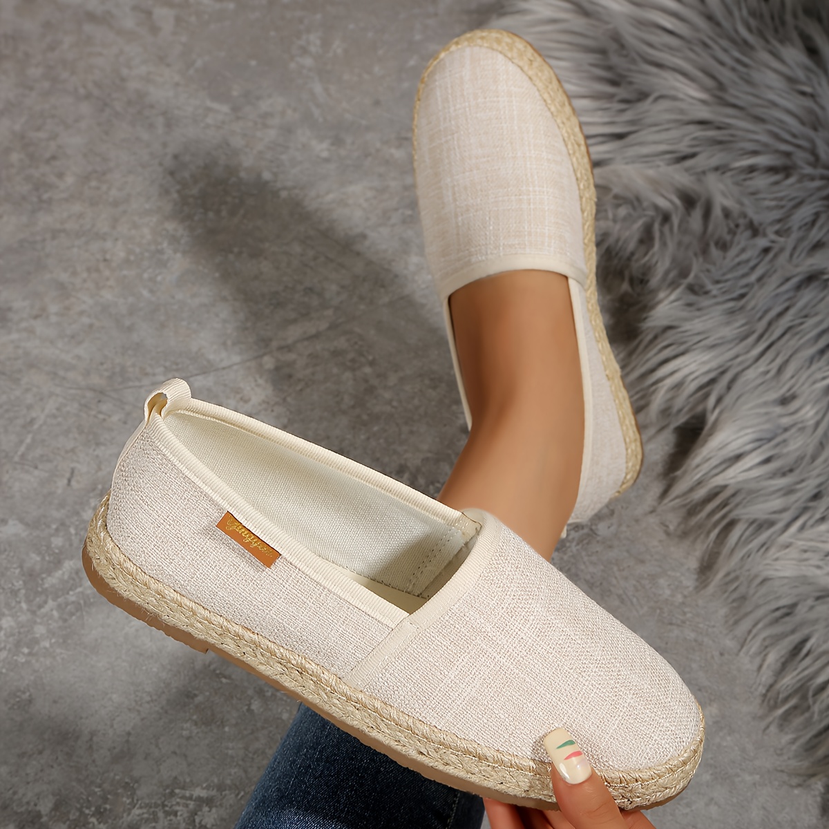 retro classic solid color womens flat shoes and loafers from 2025 casual   straw and hemp rope lazy shoes and fisherman shoes light comfortable and breathable suitable for daily outdoor   versatile for   Product details 0