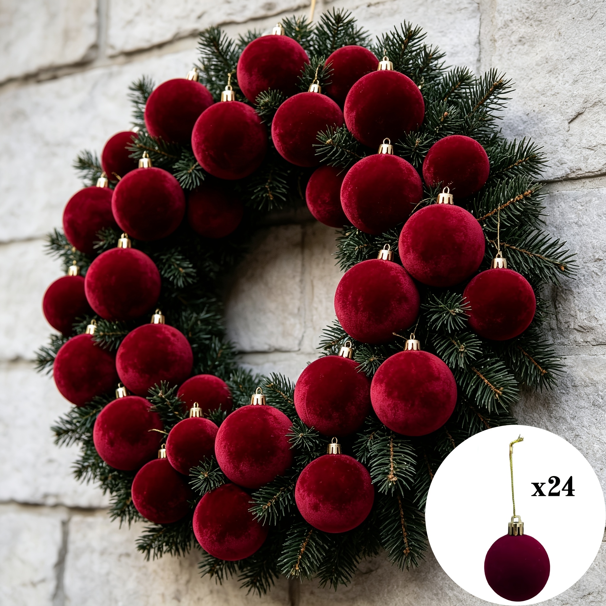 TEMU 24 piezas de adornos navideños colgantes de terciopelo , decoración del hogar – Elección para manualidades de fiestas, y . Adornos de bolas