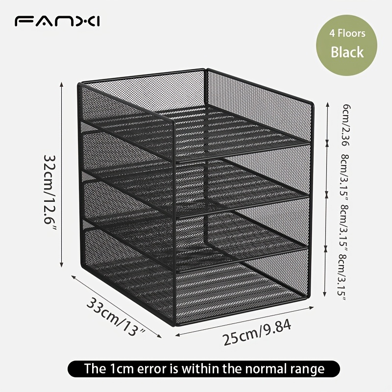 File Layering Rack, Desk Organizer Tray, Letter Folder Stand Desktop Paper Sorter Mail Organization Rack Storage Additions, Office, Home, School Classroom, Black