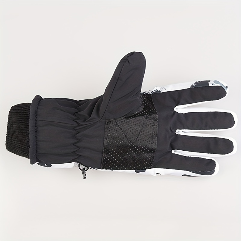 Winter Men'S Thermal, Thick, And Non-Slip Gloves for Cycling And Outdoor Activities, Featuring White Graffiti Design for Skiing And Biking.