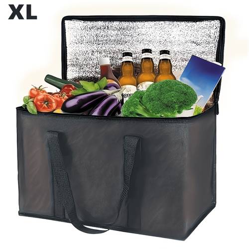 large xl xxxl insulated bag keep food hot and cold for hours grocery tote soft cooler bag for catering pizza warmer lightweight and sturdy zipper outdoor camping non food contact
