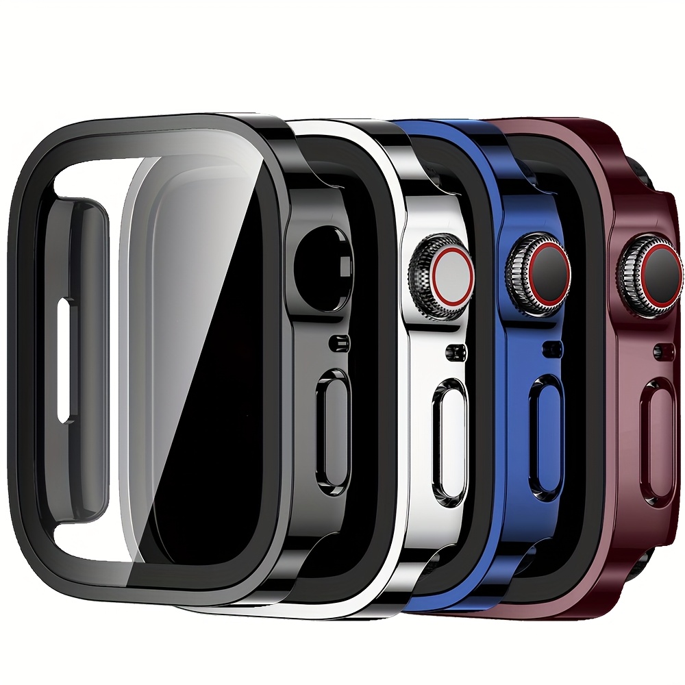 set of 4 premium electroplated design electroplated pc protective case for   watch built in tempered glass screen stylish design suitable for 40mm 41mm 42mm 44mm 45mm 46mm 49mm a great gift option Product details 8