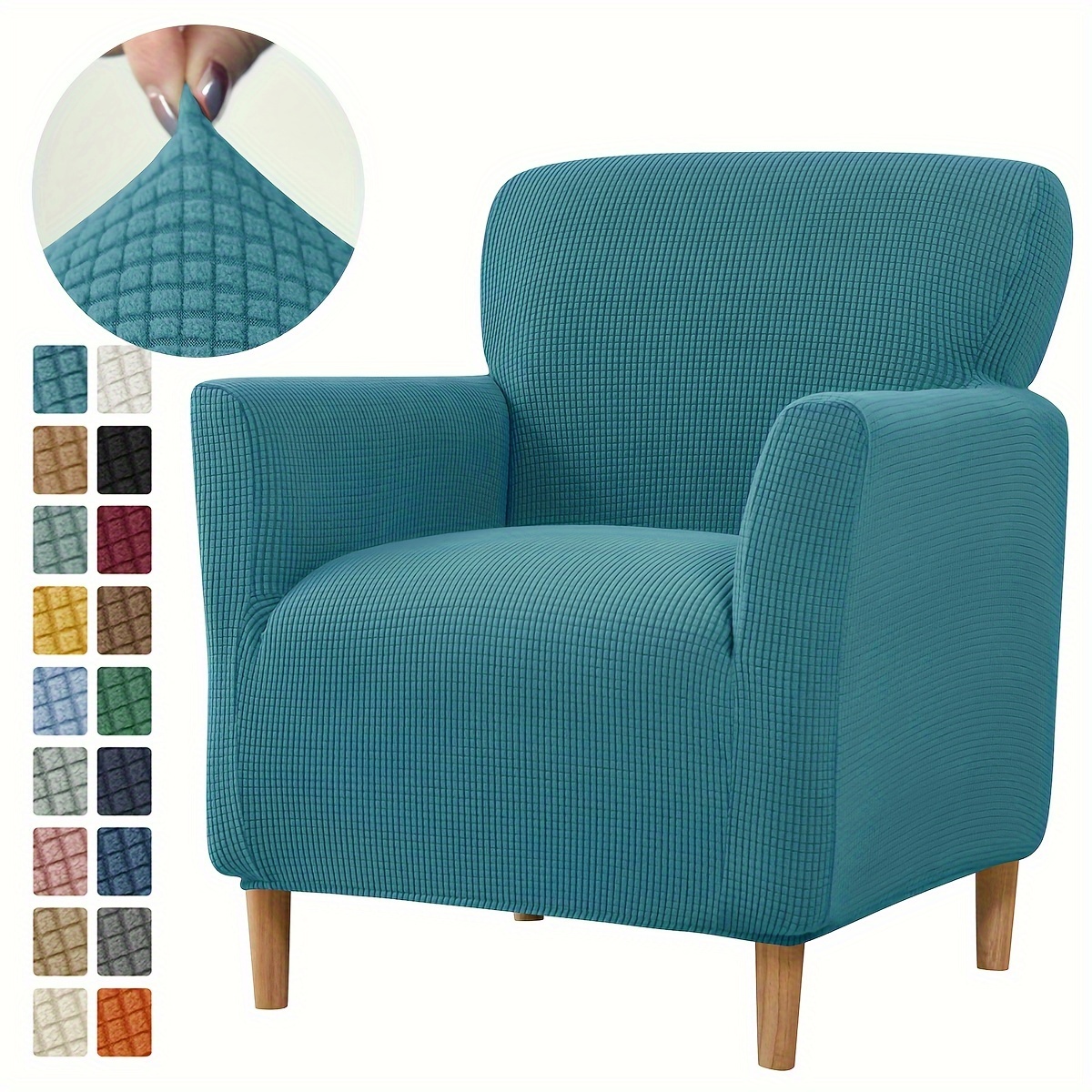 

Modern Stretch Waffle-knit Armchair Slipcover With Slip-resistant Design, Machine Washable Polyester And Spandex Chair Cover, Elastic-band Closure For Easy Fit - Compatible With Standard Armchairs