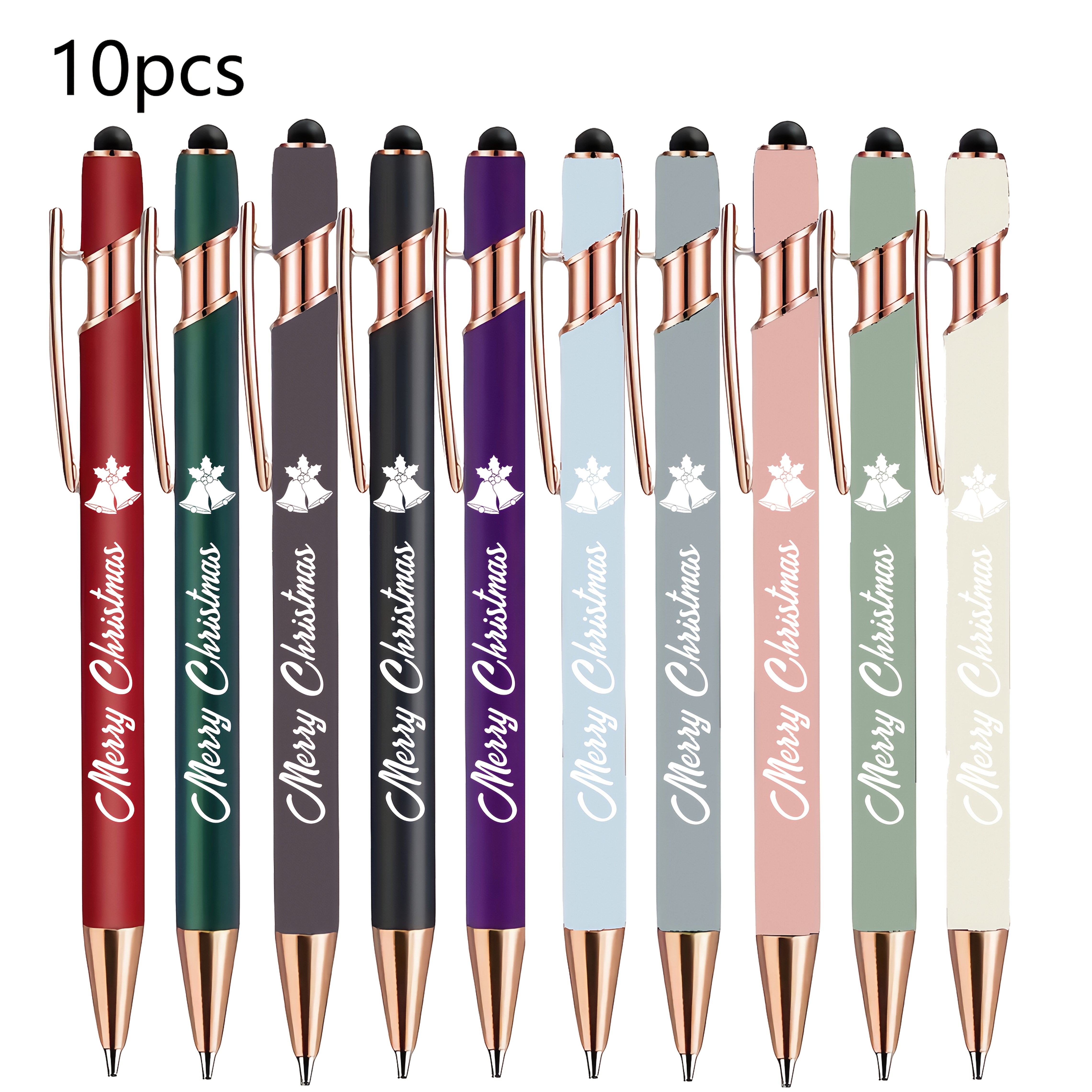 Image of 10 Luxurious Metallic Ballpoint Pens For Christmas - Retractable With A Wide Tip, 2-in-1 Pen Compatible, Perfect Gifts For Women, , Teachers, Mothers, , Featuring Black Ink, The Best Christmas Present