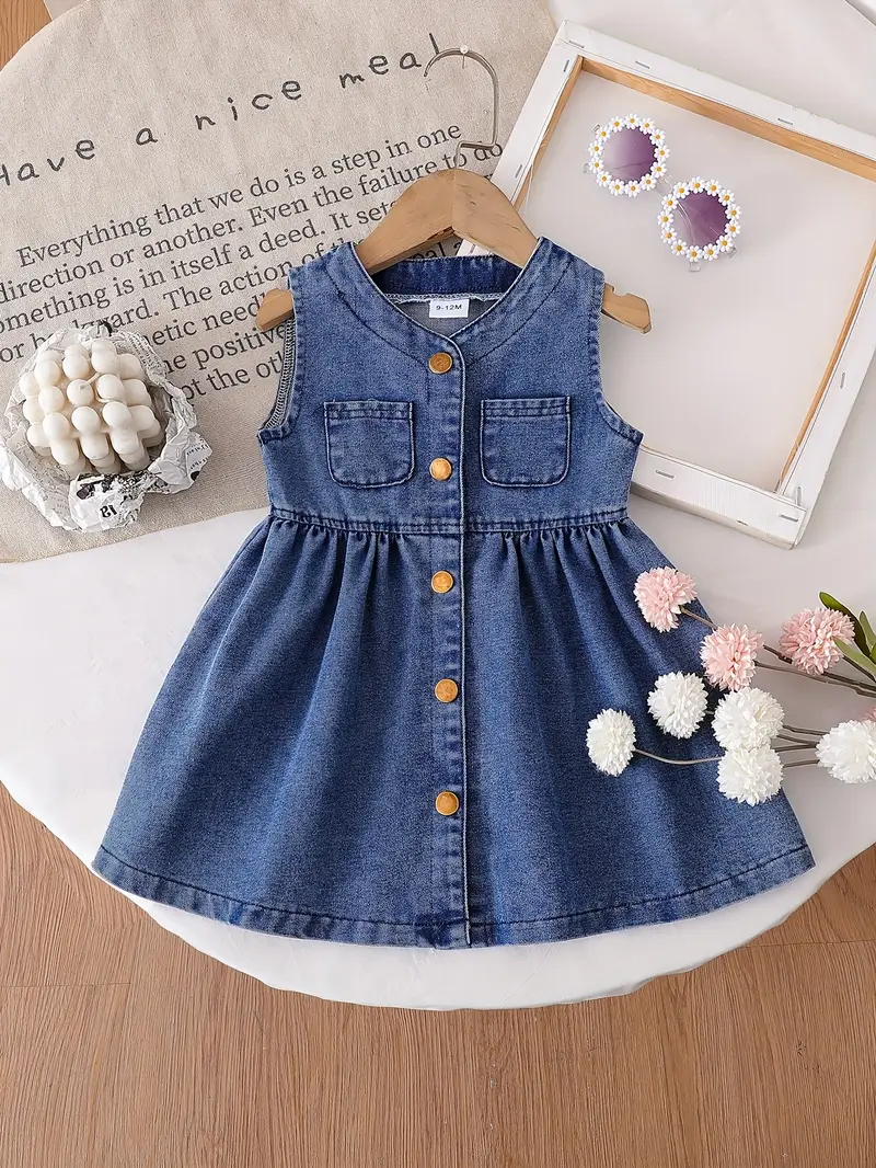 spring summer childrens girls denim dress newborn dress - Temu Bahrain spring summer childrens girls denim dress newborn dress - Temu Bahrain