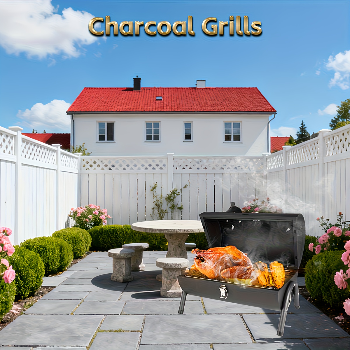  portable charcoal grill multi functional metal bbq with lacquered wooden handle and kickstand ideal for camping backyard parties picnics and travel camping grill rustic charcoal grill sturdy charcoal charcoal grill Product details 8