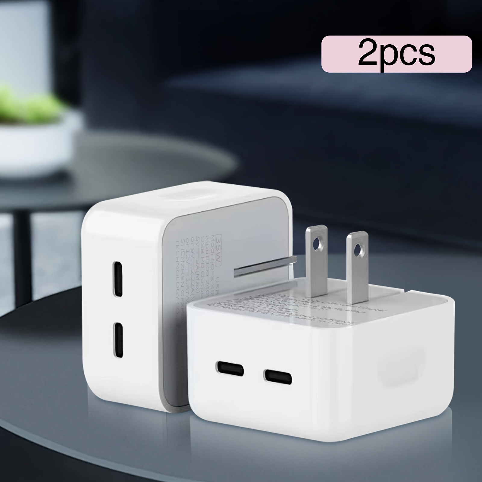 

Power Adapter Foldable Usb Type C Dual Usb-c Port Compact Wall Charger With A C To C Cable For Iphone 15/ 14 Pro/ Iphone13 12 11, Ipad