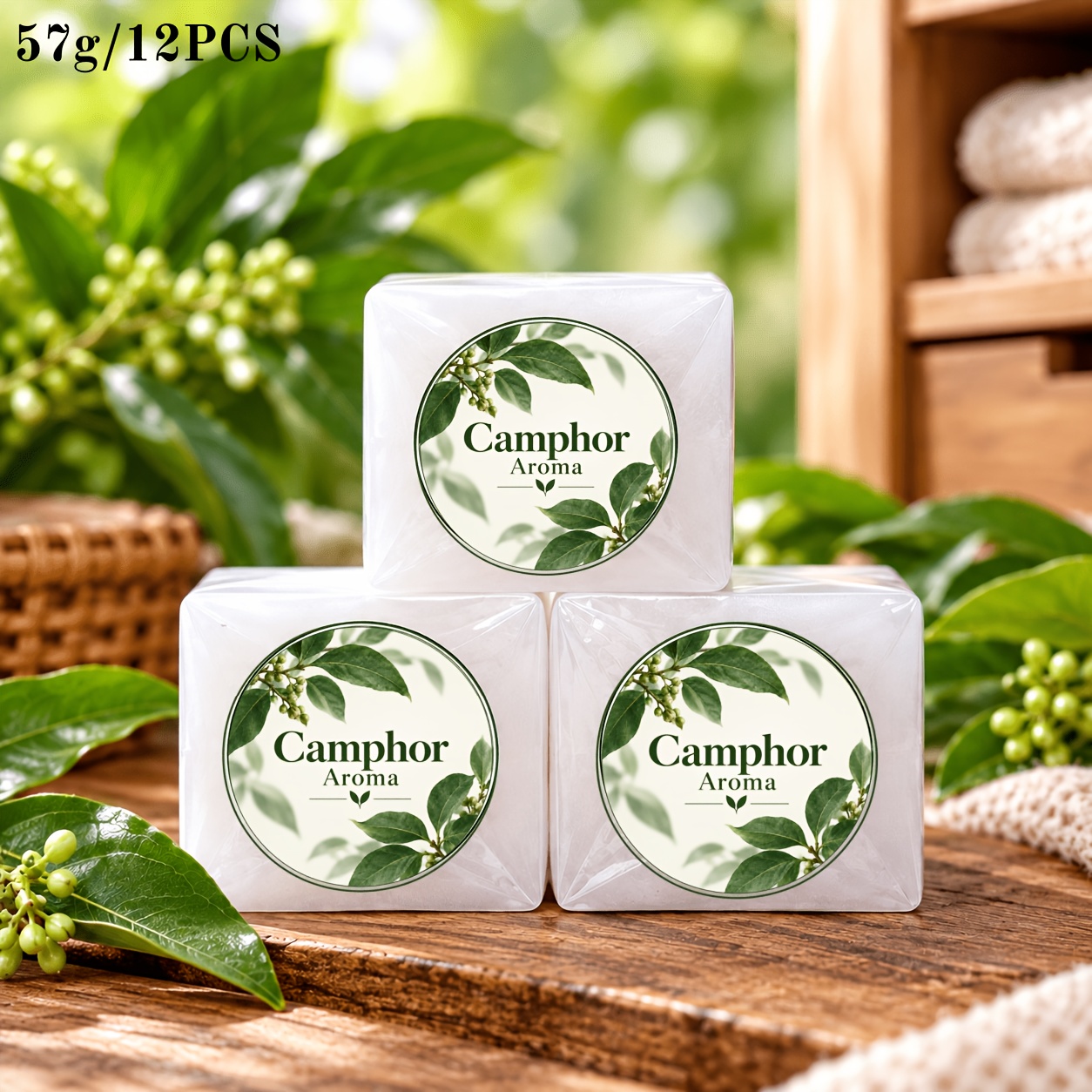 Image of Natural Camphor Block - Home Wardrobe, Drawer, And Shoe Cabinet Fragrance Blocks - Long- Scent For Bedrooms, Bathrooms, And Indoor Spaces - Multi-scene Home Fragrance Supplies