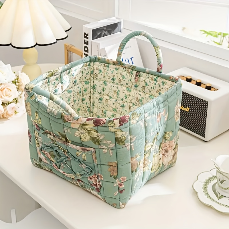 

Chic Country-style Canvas Storage Basket - Portable Organizer For Underwear, Shoes & Accessories, Machine Washable