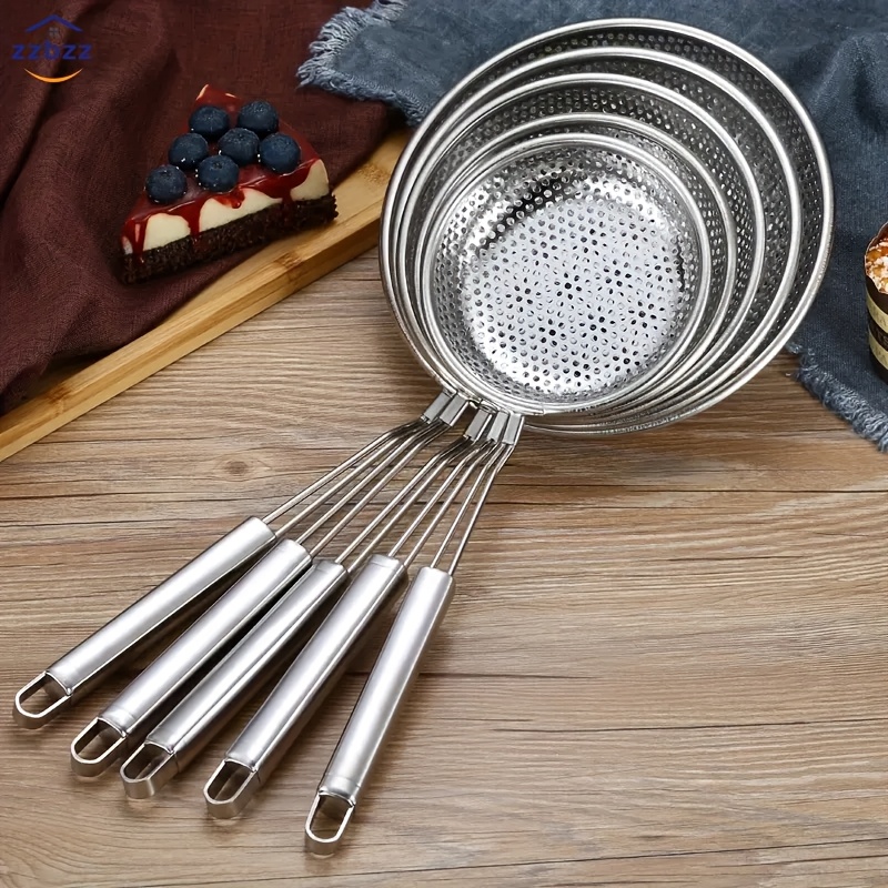 

Zzbzz Stainless Steel Large Slotted Spoon - Thickened Mesh Design For Frying, With Long Handle & Hanging Loop, Ideal For & Baking