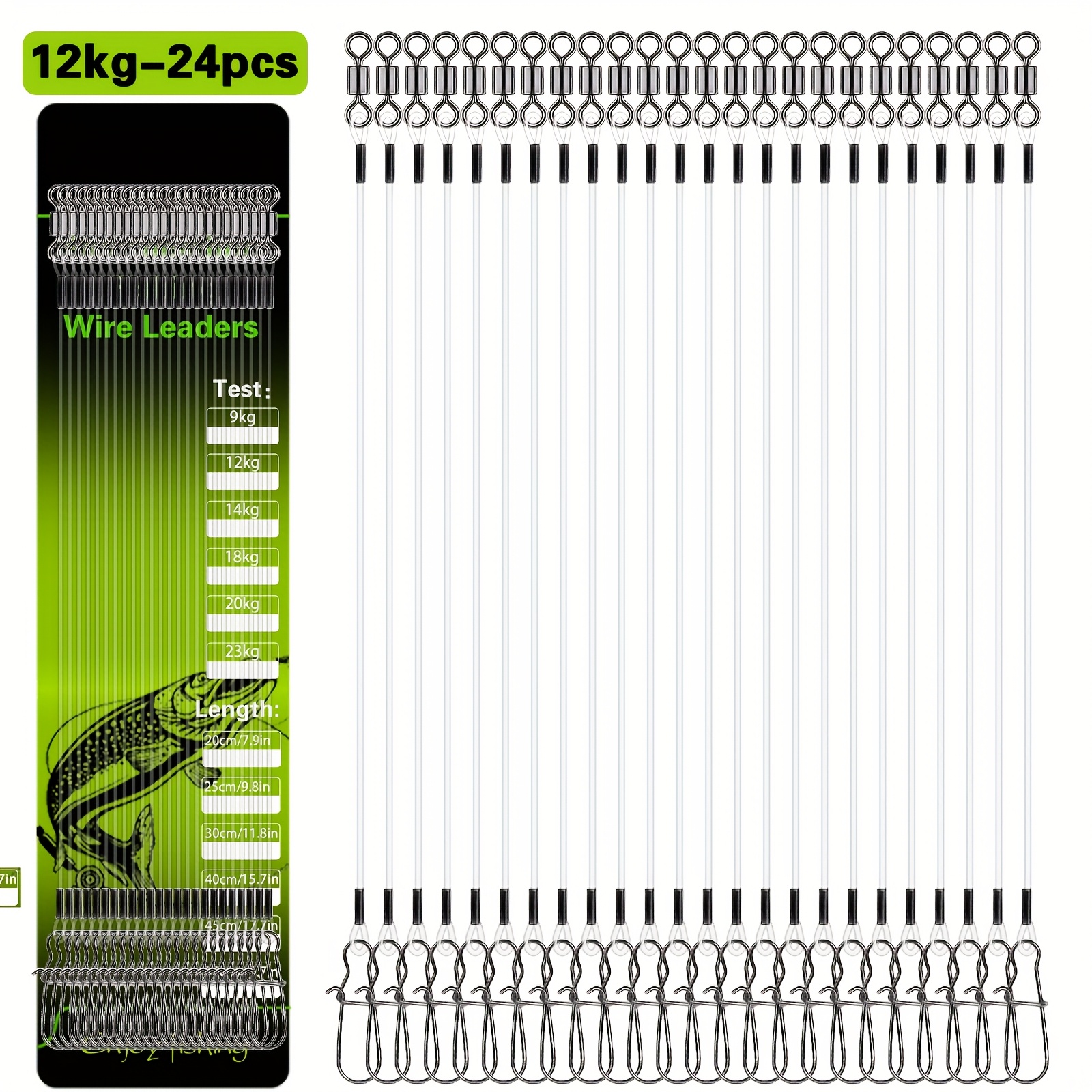 12pcs/24pcs Carbon-fiber Fluorocarbon Fishing With Rolling Swivels And Quick Lock Snaps, High Speed Rotation, , Snap/stark Snap, 9-23kg Test Fishing Line For Pike