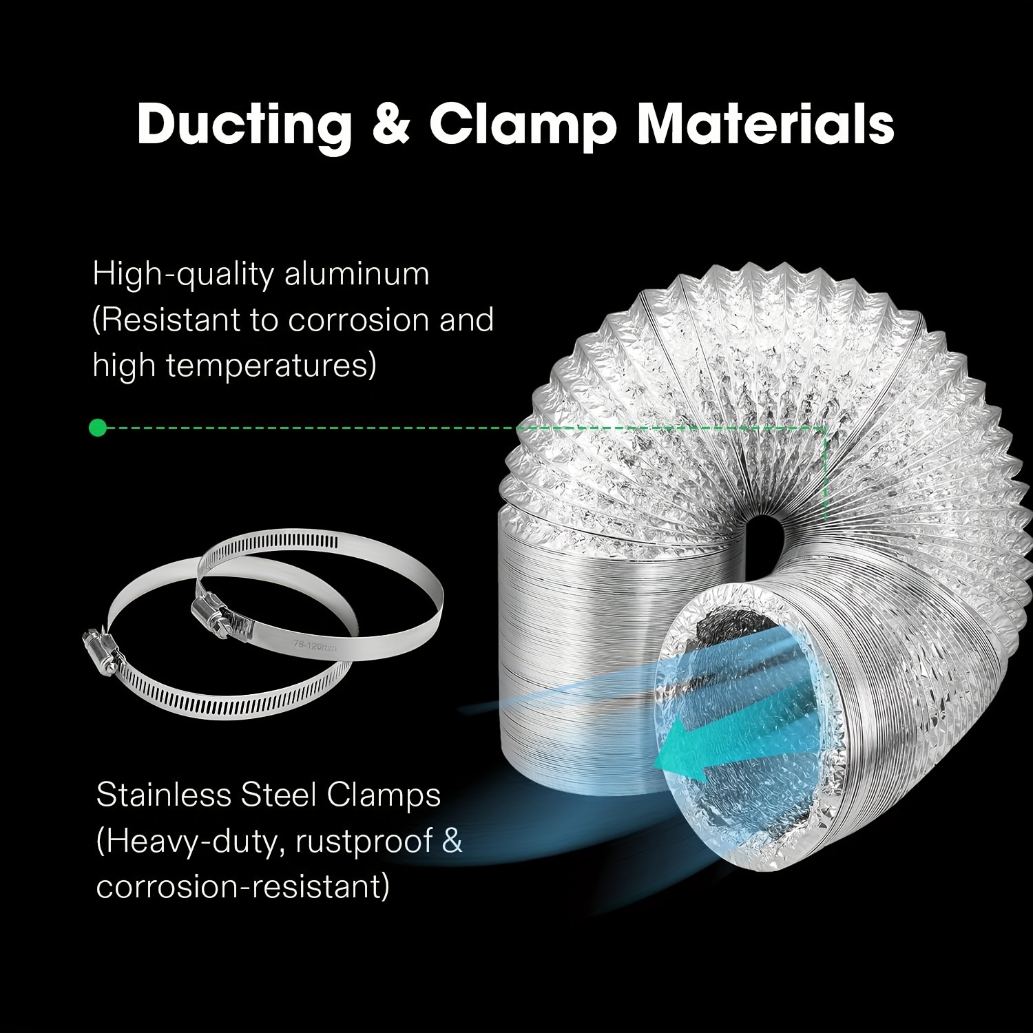 Flex Air Aluminum Duct Ventilation 2 Clamps Included Long - Temu Australia