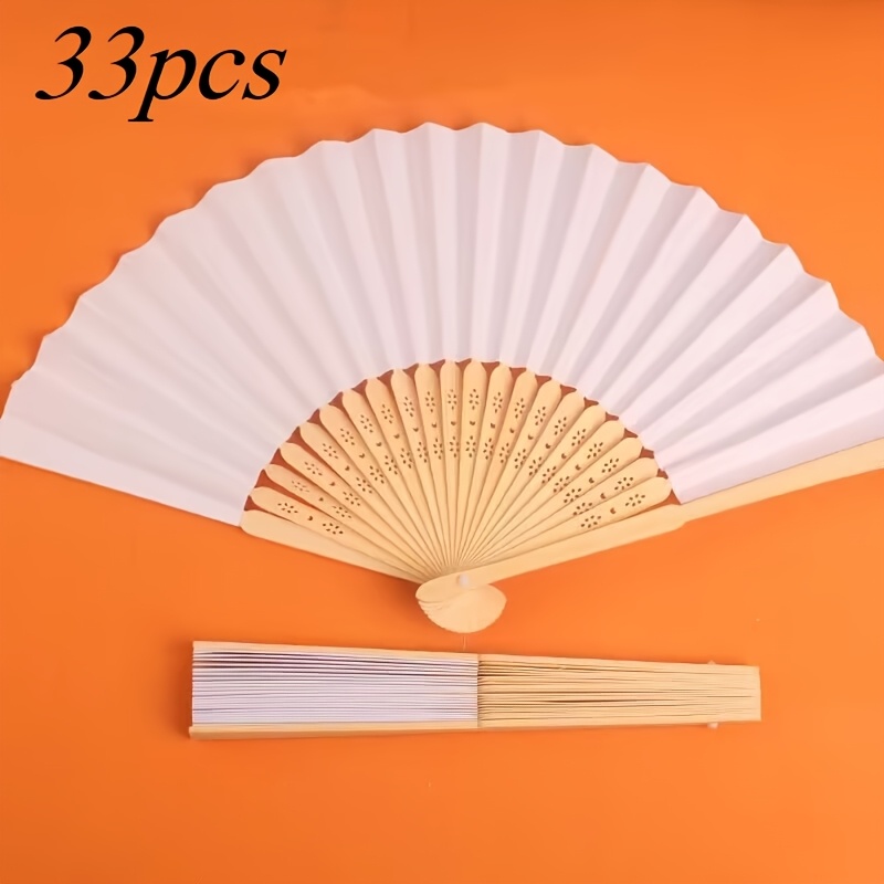 TEMU 22/33/55/66pcs Custom Personalized Engraved White Paper Folding Fans, Retro Wedding Fans, Custom Wedding Gifts, Wedding Party Fans, Bridesmaid