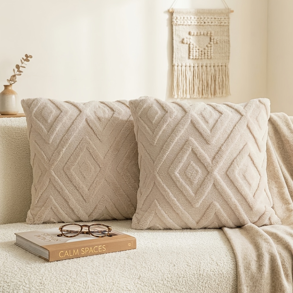 E-shop 2er-Set, Boho Abstrakte Dekorative Kissenbezüge, Rustikale Geometrie Weiche Plüsch Kissenbezüge, 12In*20In/18In*18In/20In*20In, für Couch Sofa