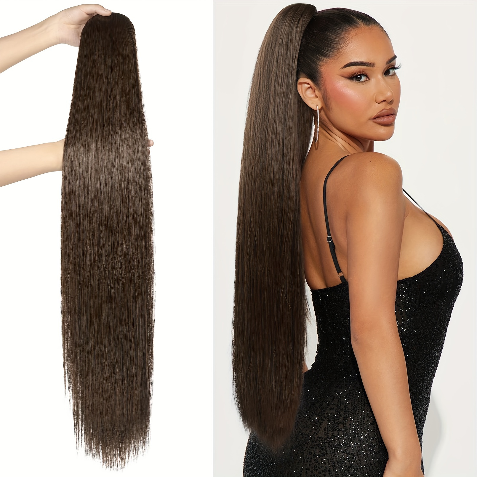 36-inch Long Ponytail Hair Extensions, Featuring A Straight Drawstring Design. This Synthetic Wig A And , Perfect For Daily Wear Or Special Occasions Like Holiday Parties