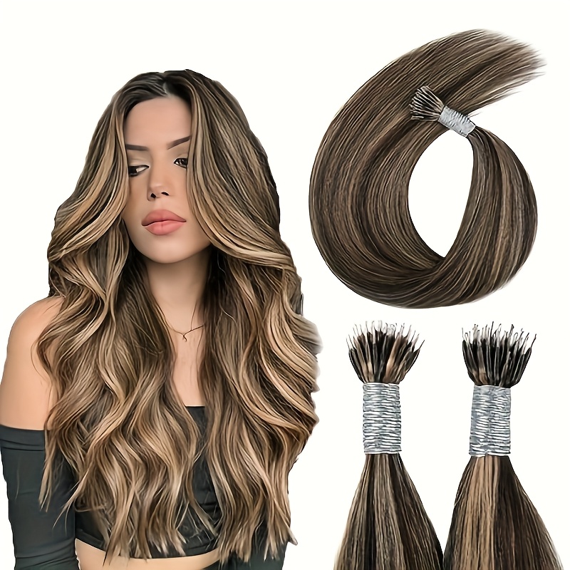 TEMU 30strands 30g/pack 16/20inch Hair Extensions Real Human Hair Hair Extensions Cold Fusion Keratin Hair Extensions #1b Soft Natural Hair Halloween