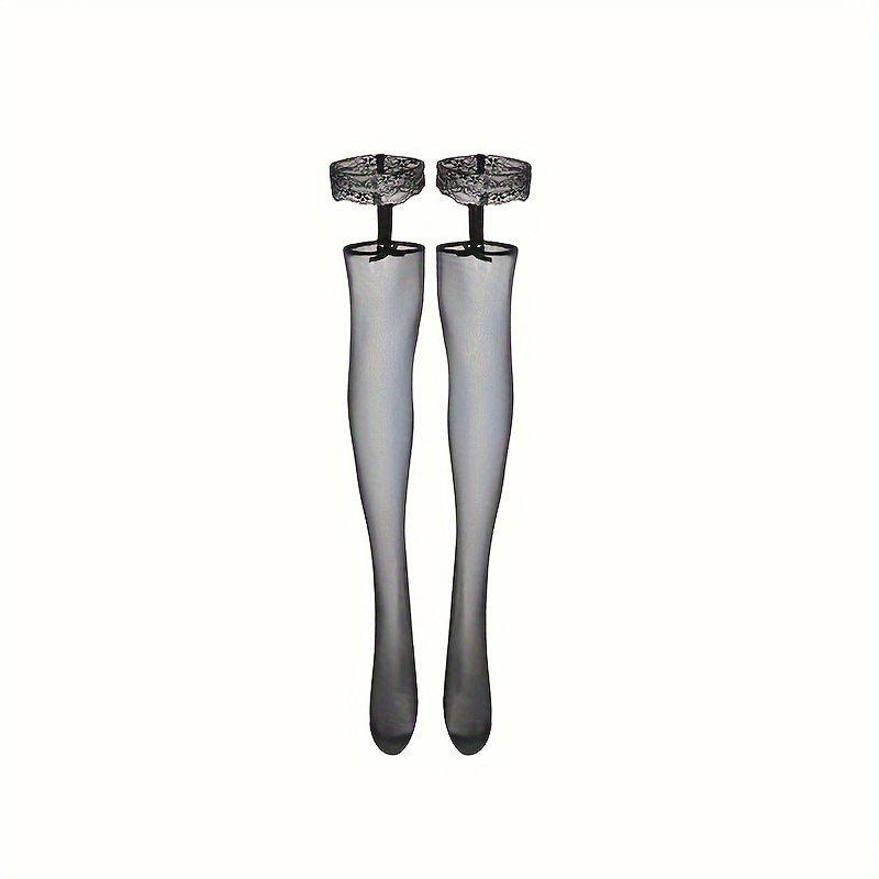 TEMU Bow Decor Lace Top Calf Socks, Hot Cut-out Sheer Gartered Socks, Women's Stockings & Hosiery