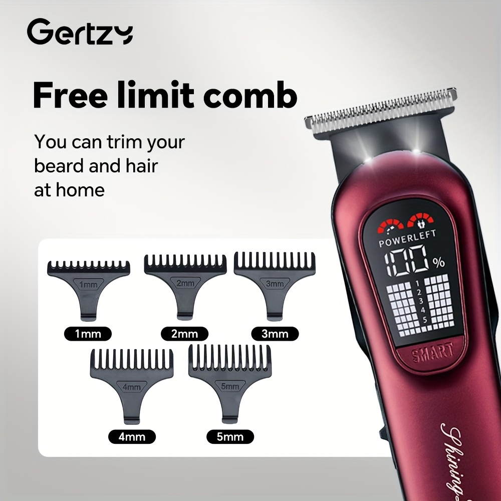 [Cadeau de fête idéal] 2 pièces Kit professionnel de coupe pour barbe et cheveux pour hommes - Tondeuse avec écran LED, kit de coupe de précision, rechargeable par USB, adapté aux familles, équipé de plusieurs peignes limiteurs, réglage 5 vitesses, kit de beauté pour hommes, cadeau de fête idéal