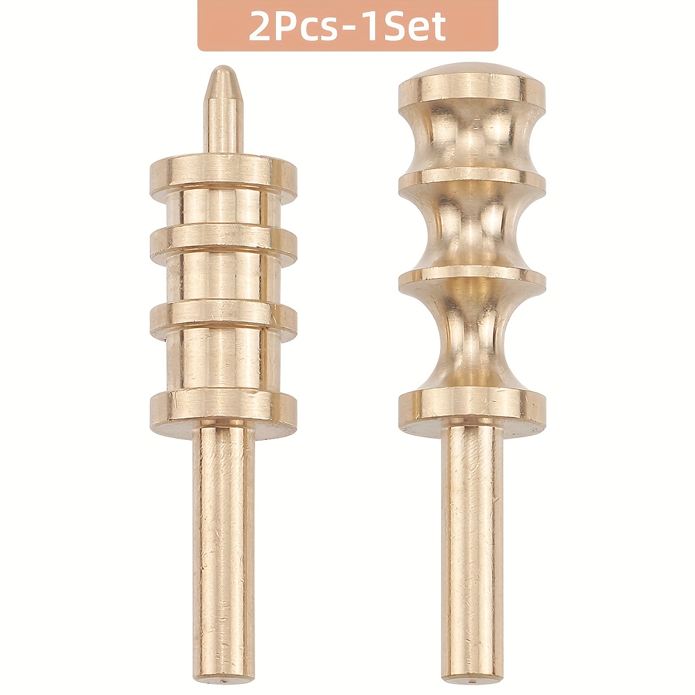 TEMU 2pcs Leather Polisher/smoother Set With Pointed Or Flat Tips, Solid Leather Craft Soldering Iron Tips For Diy Leather Edge Hot , Leather Craft