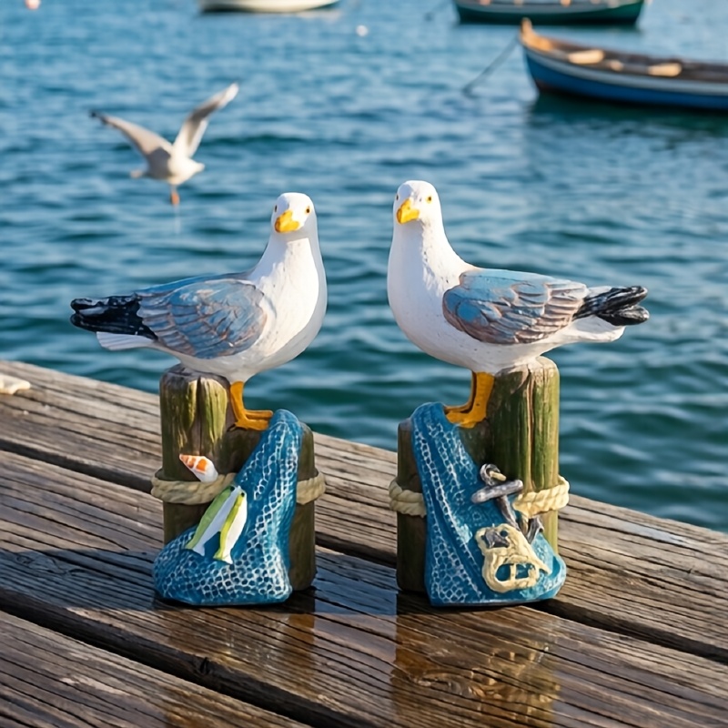 TEMU 2pcs Collectible Statues, Couple-style Decorative Ornaments, Mediterranean Style Coastal Decor Statues, Home Decor Display Shelf Statues, Resin