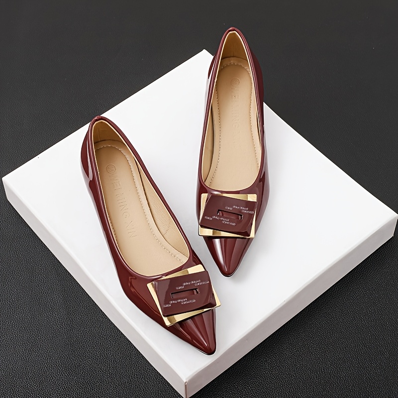 artikel foto   lente- en herfst puntige dames high heels, modieuze en veelzijdige chunky hak enkele schoenen, dames shallow mouth slip-on comfortabele   maat dames schoenen, bean schoenen, dames schoenen