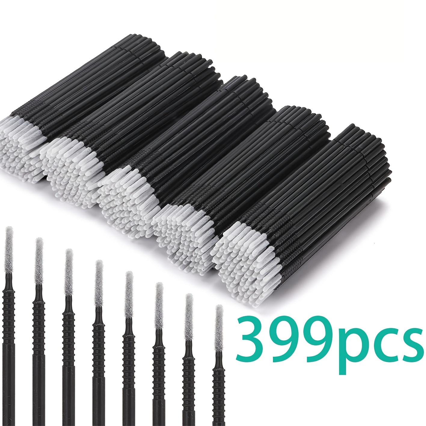 TEMU 399pcs Precision Swabs With Micro Bristles Suitable For Eyelash Extensions, Mascara Application, & Eyebrow Grooming - Suitable For Salon, Home,