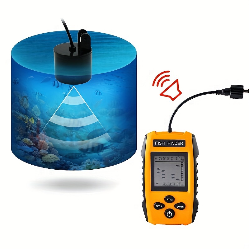TL88E Portable Fish Finder Ice Kayak Fishing Gear Depth Finder with LCD  Display and Ultrasonic Cable Sonar Transducer