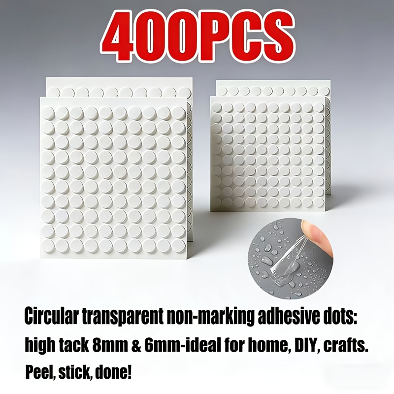 TEMU 400pcs Clear Double-sided Adhesive Dots Removable Sticky Tack Mounting Putty For Wall Poster Figurine Balloon Crafts
