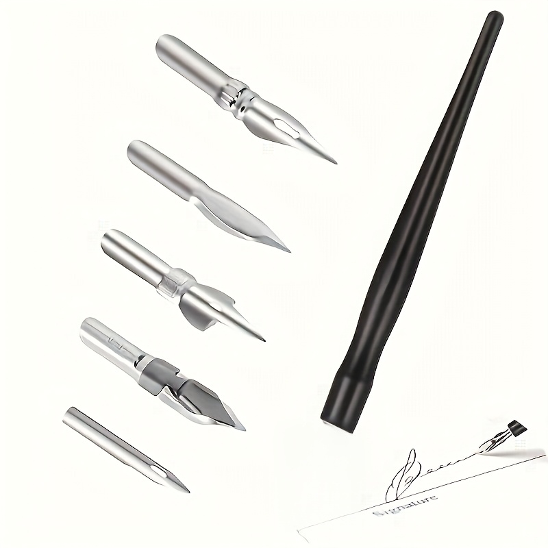 TEMU Calligraphy Set, Pen Tip Set, Liquid Writing Pen, Calligraphy Dip Pen And Pen Tip Set, With 5 Stainless Steel Replacement Nibs For Writing,
