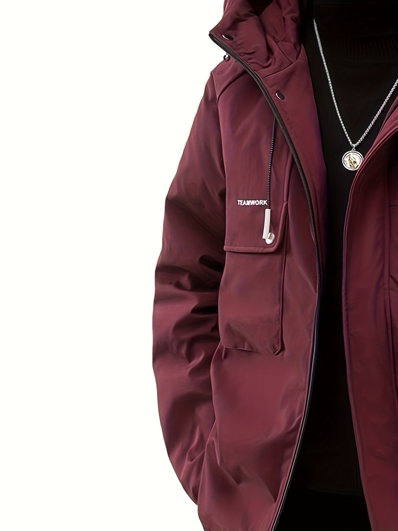 Men's Plus Size Warm Hooded Drawstring Jacket