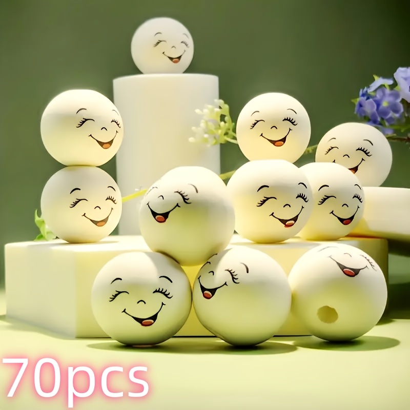 Image of 70 Wooden Beads With , 20mm Wooden Beads With Holes, Suitable For Making, Keychains, Bracelets, Necklaces, Keychains, Phone Charms, Bag Accessories, Clothing Decorations, Etc., A Great Gift For