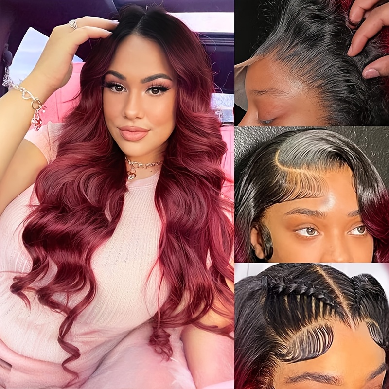 Human Hair Wig ... ombré...1B/99j Amazon.com : 99J Ombre Colored Short Bob Lace Front Human  main image 4