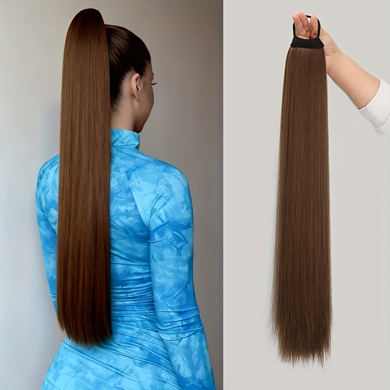 Extensão de Rabo de Cavalo Ombré de Preto Longo para Loiro