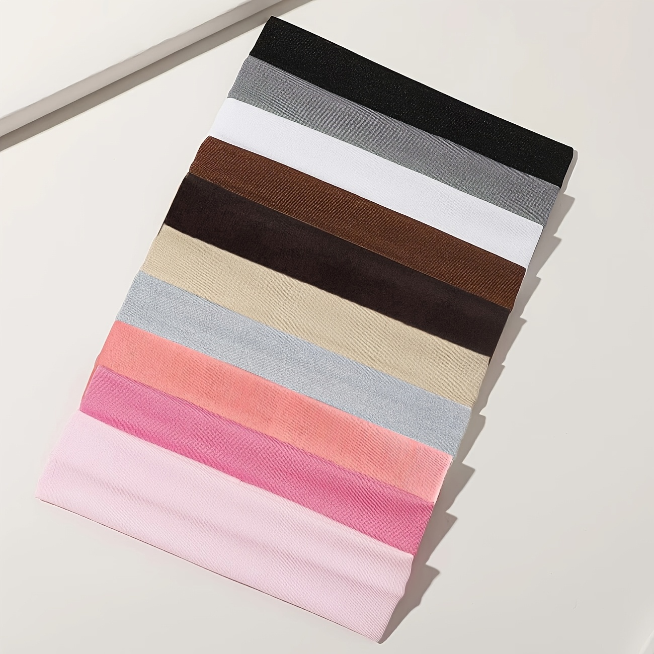 TEMU 10pcs Vintage Minimalist Polyester Sports Headbands - Elastic Sweat-absorbent Solid Color Women's Hair Accessories, Style, Perfect For