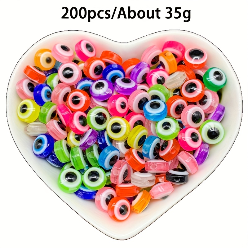 E-shop 200 Stück Böhmische Teufelsaugen-Resinperlen - Flache Runde Perlen in Mischfarben, DIY Schmuckherstellung für Armbänder, Halsketten &