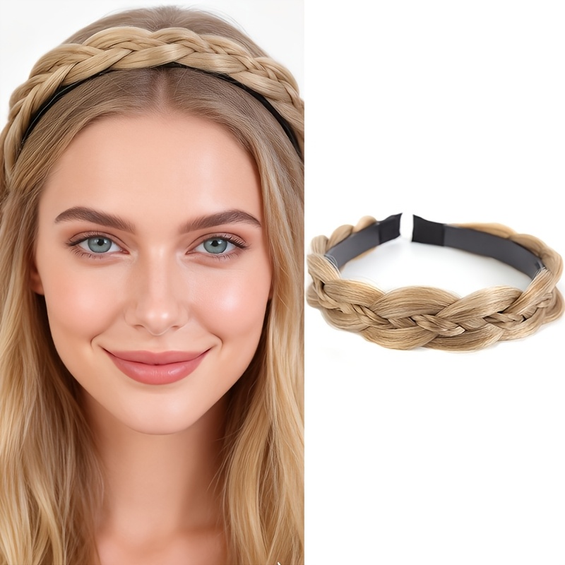 E-shop Synthetisches geflochtenes Haarband Perücke Damen Haarteil Hand- Stück Retro Kopfband Fischgräten Zöpfe Kopfband Perücke Haarverlängerung für