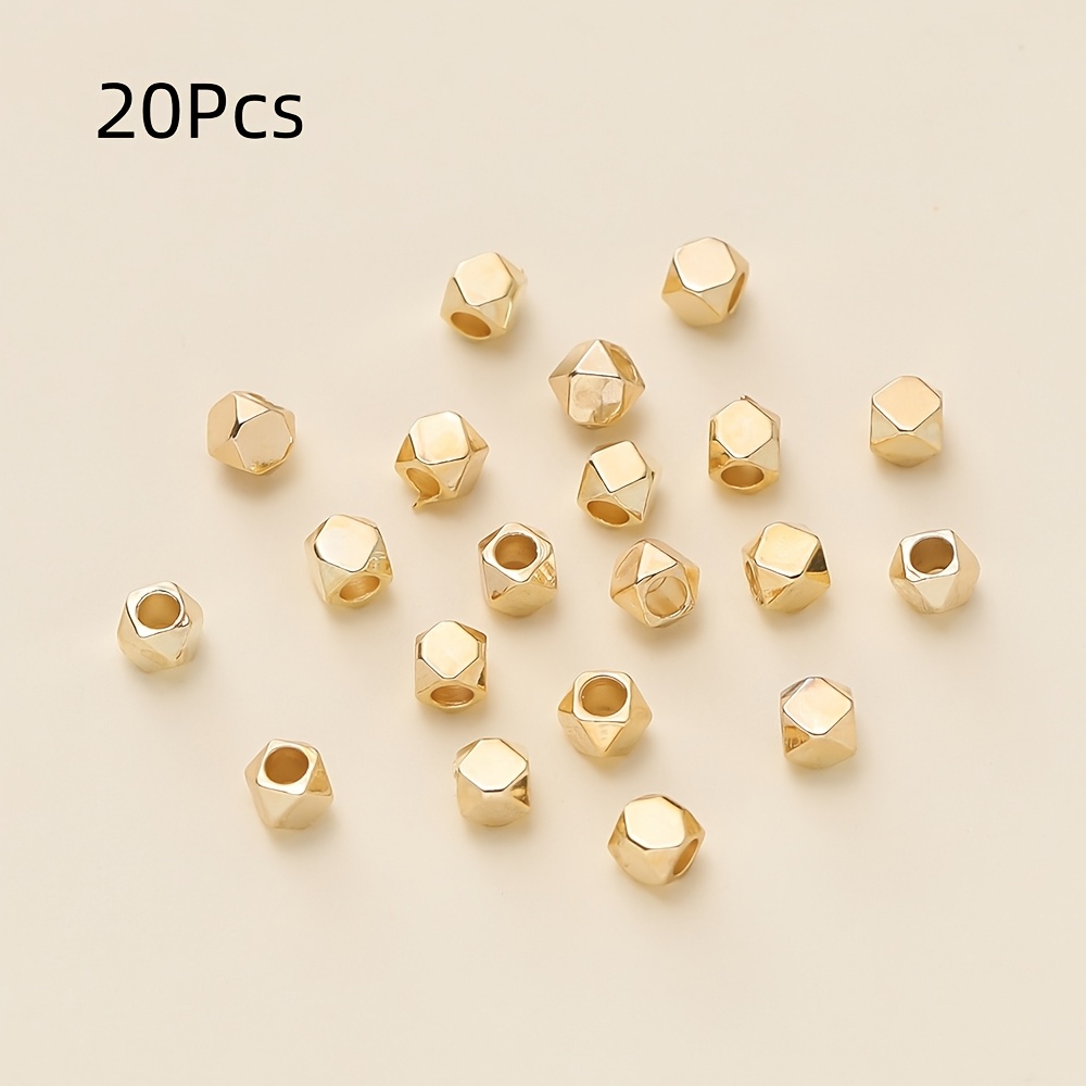TEMU 20 piezas de Cuentas Espaciadoras de Latón Chapadas en Oro 14K/18K para Hacer Pulseras y Collares DIY