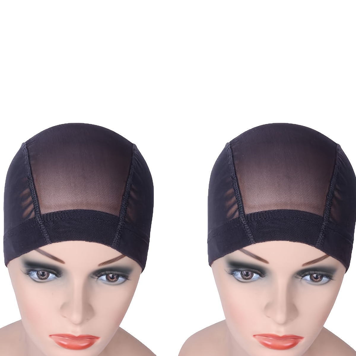 TEMU Lot de 2 Bonnets de Perruque, Filet Extensible pour Cheveux avec Large Bande Élastique pour la Fabrication de Perruques, Accessoires de Perruque