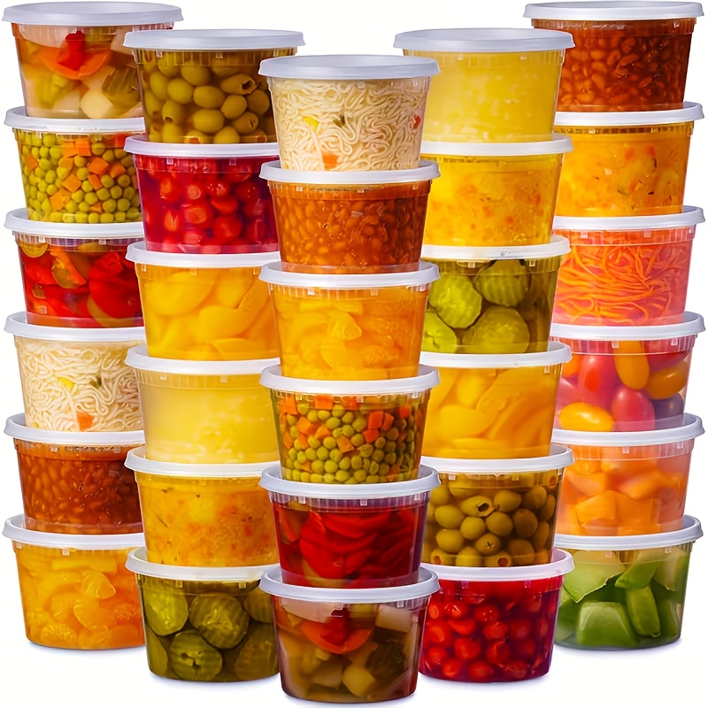 48pcs 24 containers 24 lids 16oz bpa free durable leakproof   containers with lids set microwave dishwasher freezer safe stackable   container   for takeout meal preparation   packaging kit