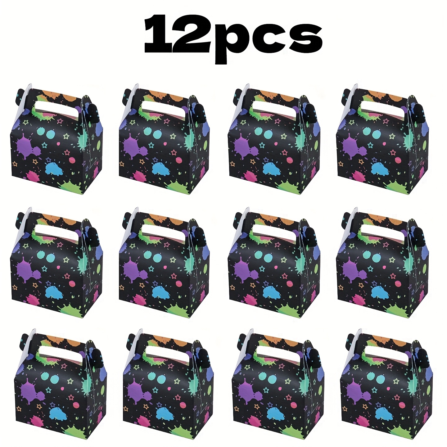 Image of 12pcs/24pcs. Colorful Graffiti-style Small Gift Packaging Box, Souvenir Gift Box, Candy Box, Suitable For Halloween, Birthdays, Weddings, Party Gifts, Party Decorations, Fashionable Packaging Box