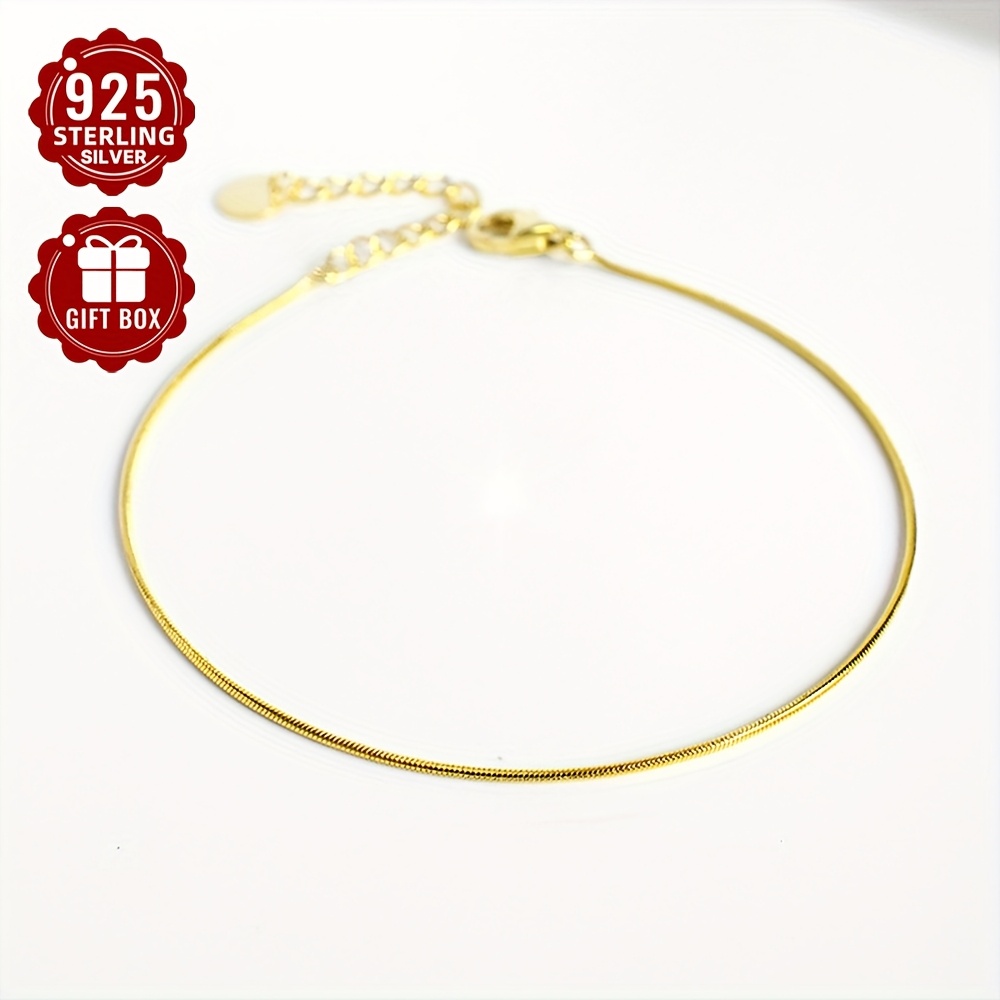 S925 Pure Silver Personalized Round Snake Bone Chain Bracelet