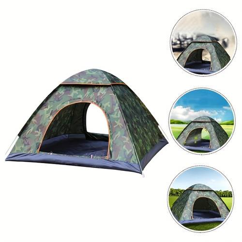4 person quick setup automatic camping tent camouflage resistant polyester family shelter for beach hiking camper accessories