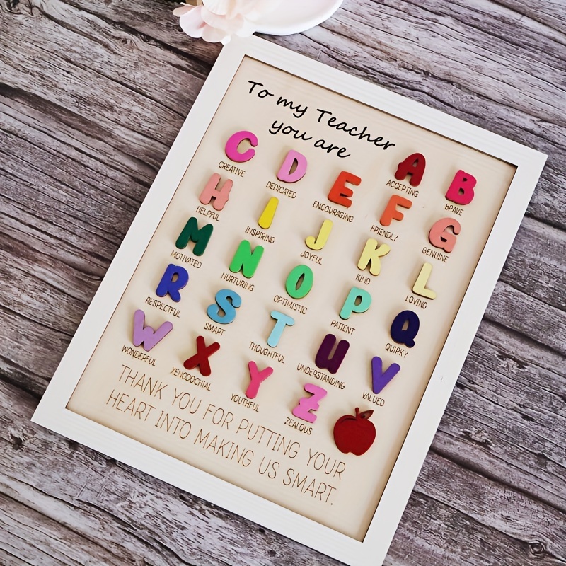 

Teacher Appreciation Wooden Plaque 3d Alphabet Letters - Universal Gift For Educators, Decorative Wall Art With Inspirational Words, No Electricity Required, Log Material - 1pc