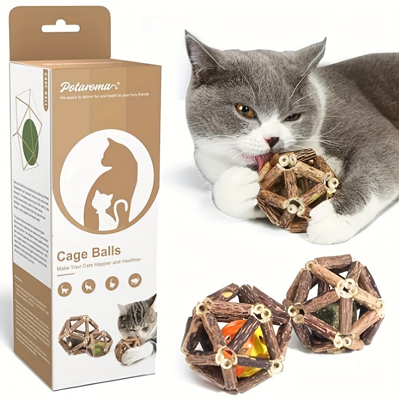 

Interactive Rattan Cage Cat Toy With Bells - Ball-shaped Chew And Play Toy For Indoor Cats, Dental Health & Teeth Cleaning, Suitable For All Breeds, Tooth Grinding, Suitable For All Breeds