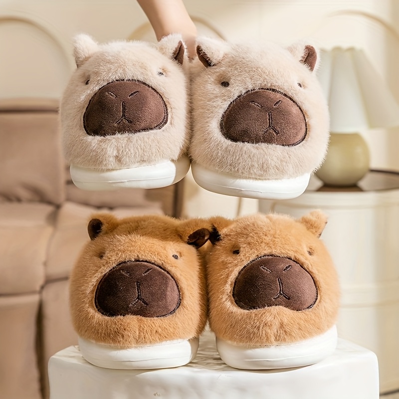 Glimlachend Gezicht Pluche Katoenen Slippers Vrouwelijk Huis Leuke Dikke Zolen Cartoon Antislip