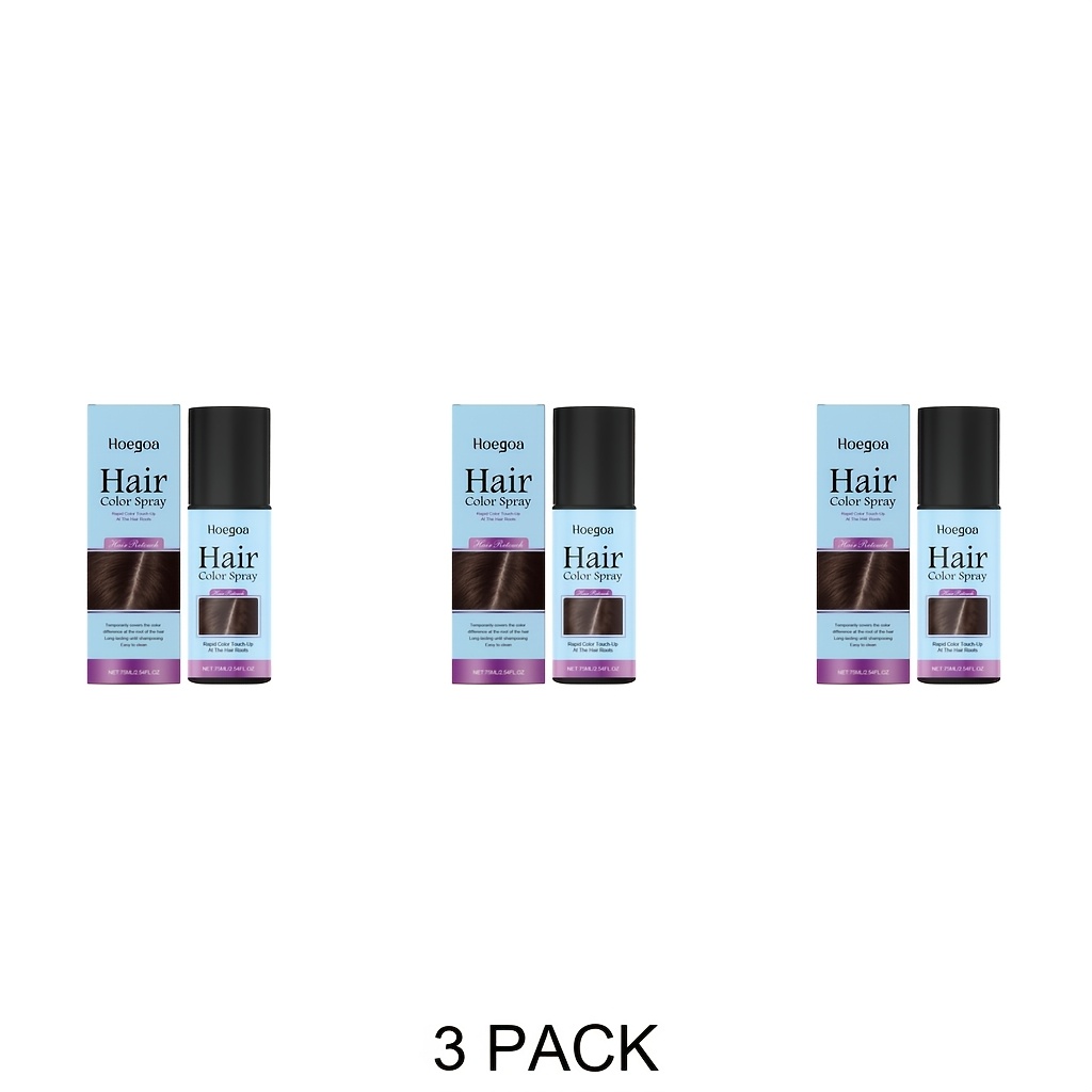 Image of 3pcs 225ml Dark Brown Disposable Root Touch-up Spray, Long-lasting Coverage, Easy To , Portable For Daily Root , Mild Ingredients, Suitable For All Hair Types