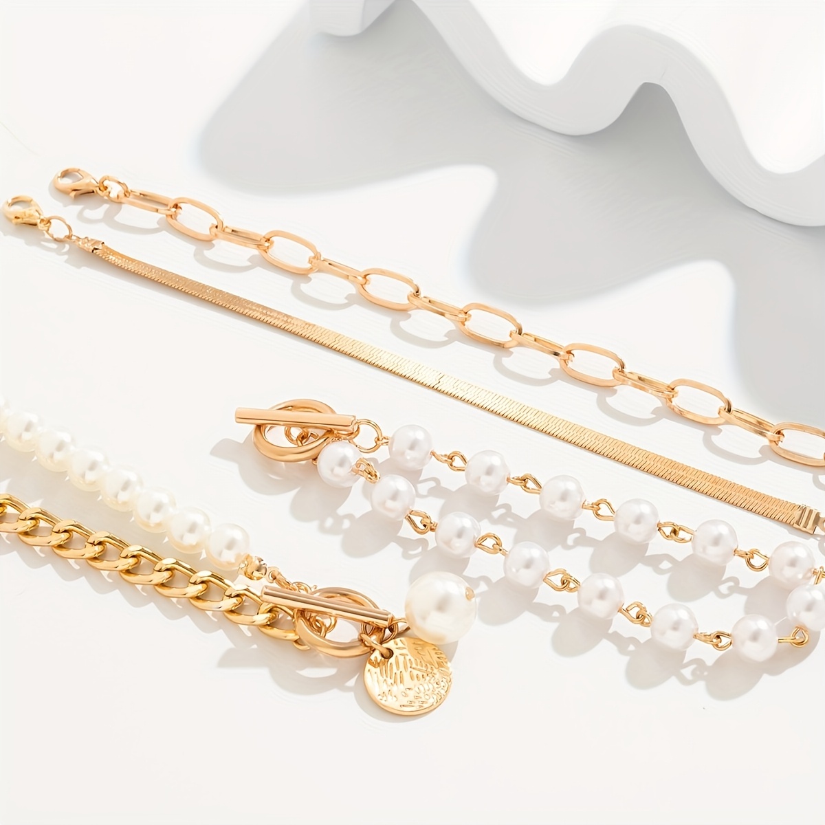 4pcs Chain Bead Bracelet Set